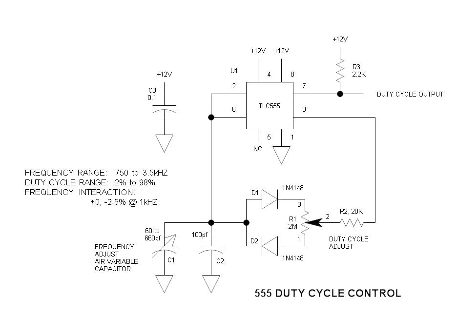 555 Duty Cycle ControlElectronics Project Circuts
