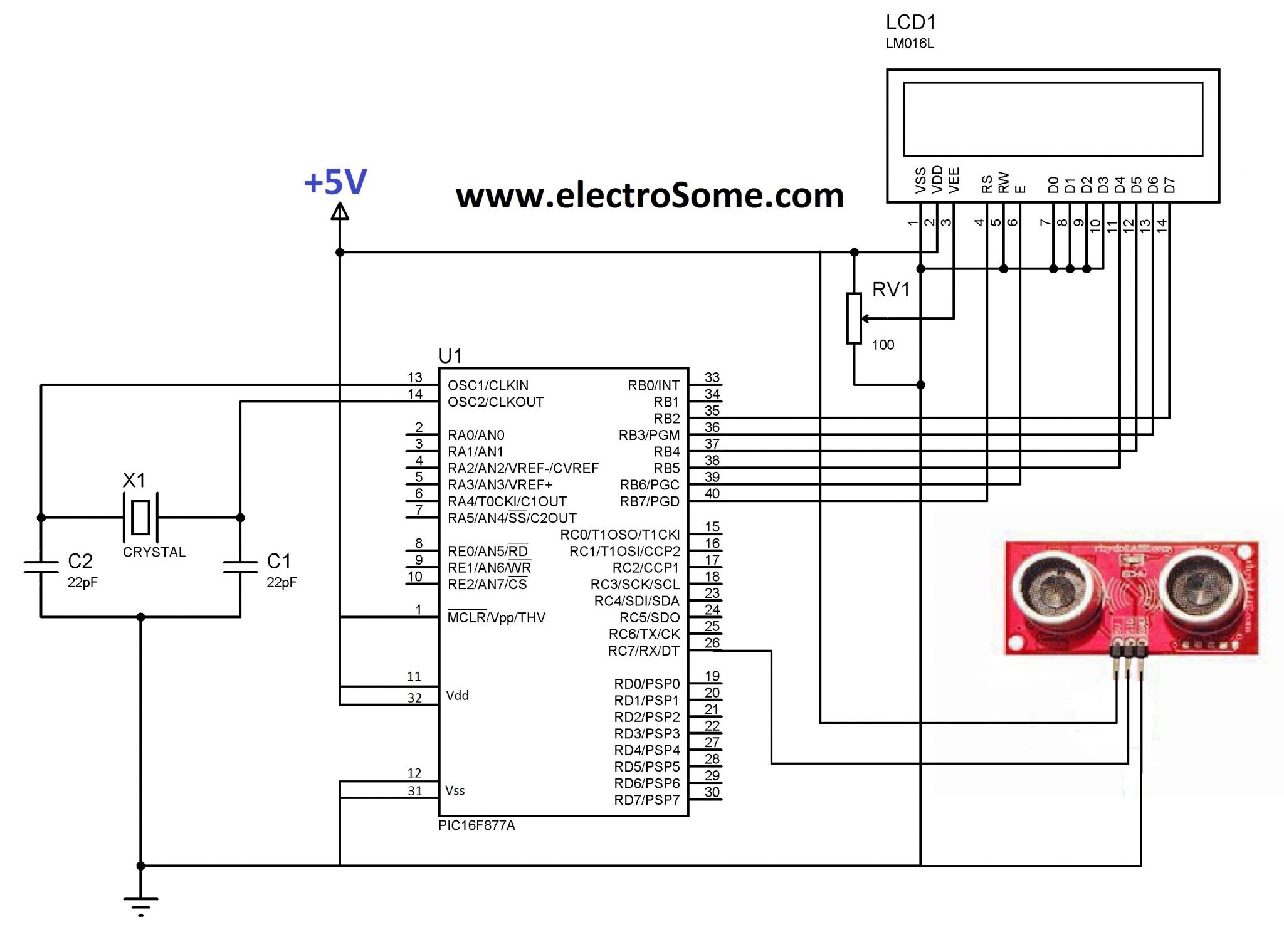Ultrasonic Distance Sensor Schematic