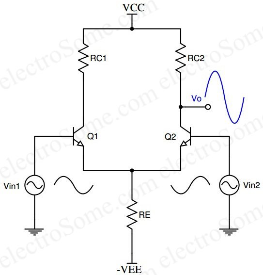 Dual input imbalanced output differential amplifier applications