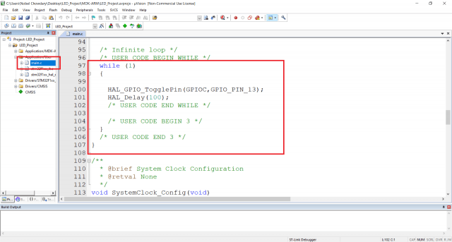 LED Blinking with STM32 ARM CortexM Microcontroller and Keil IDE