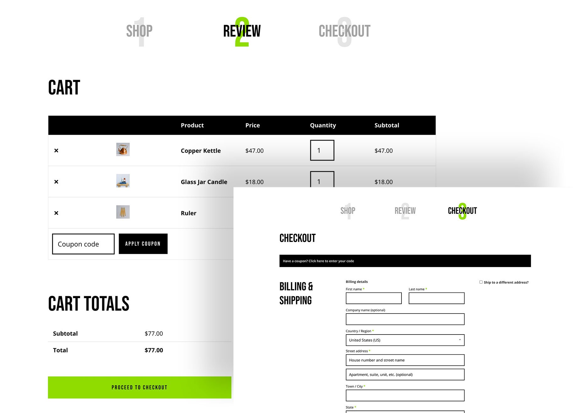 Cart and Checkout Elegant Themes Examples