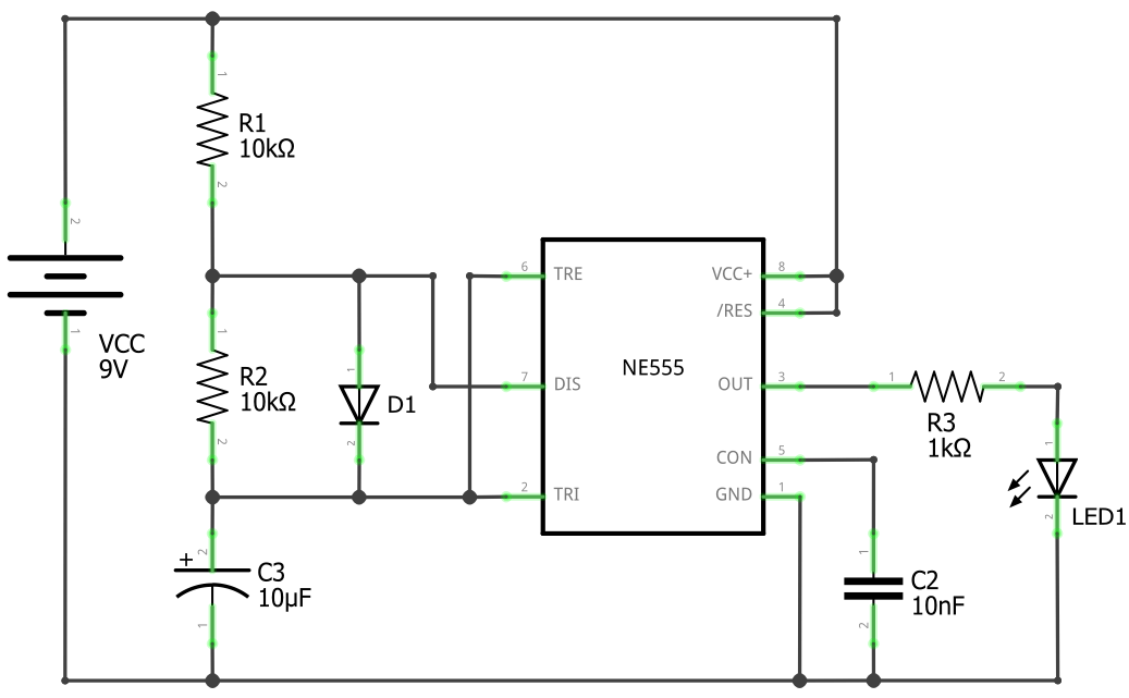 Grundlegende Schaltungen mit dem NE555