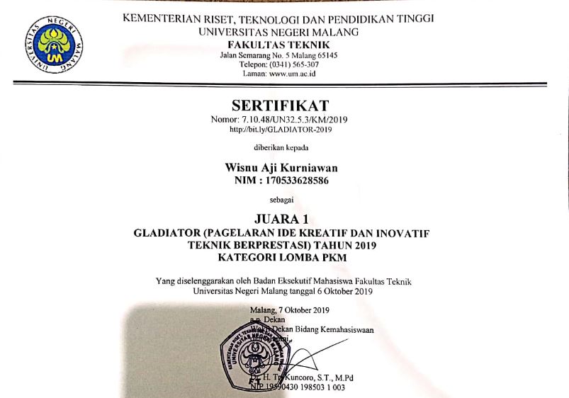 Daftar Prestasi Mahasiswa Jurusan Teknik Elektro UM Teknik Elektro UM