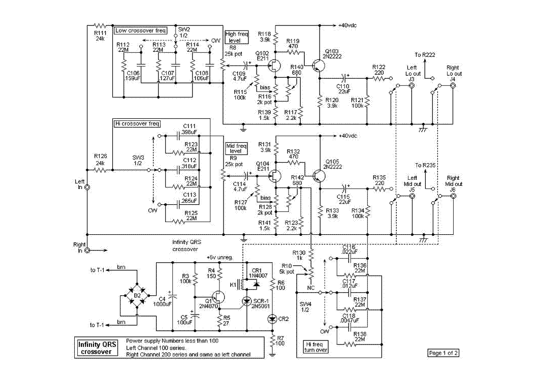 INFINITY QSR CROSSOVER SCHEMATIC Service Manual download