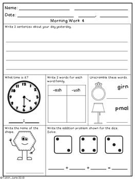 Free 2Nd Grade Morning Work/Homework - Elementary Nest