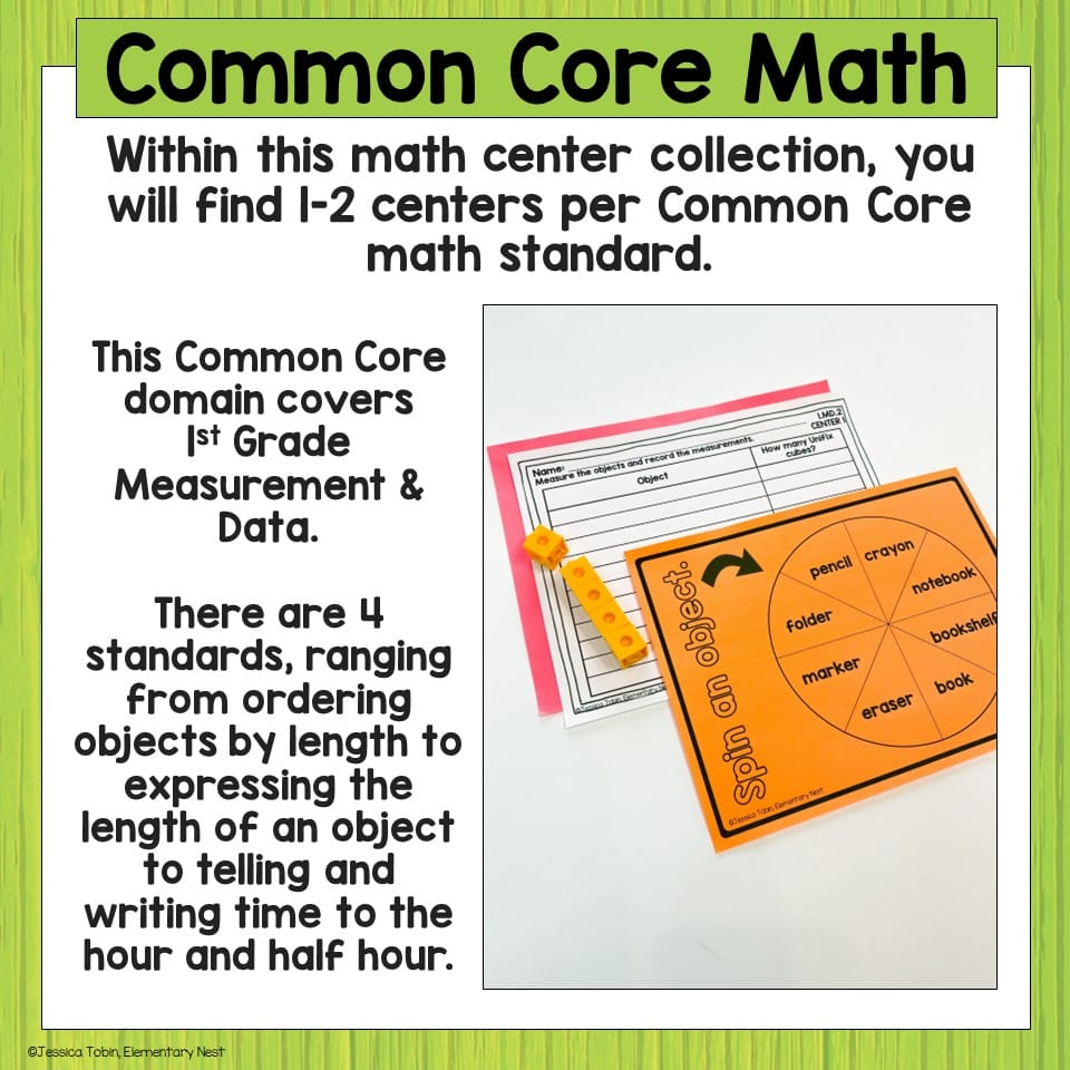 1st Grade Measurement and Data Math Centers Elementary Nest