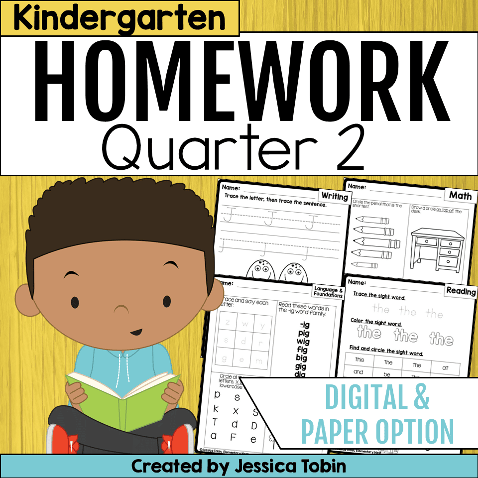 Kindergarten 2nd Quarter Homework Elementary Nest
