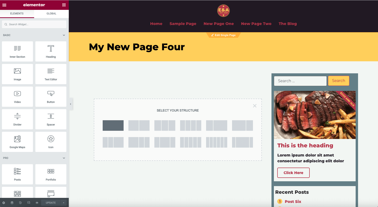 Create A Sidebar Template » Elementor