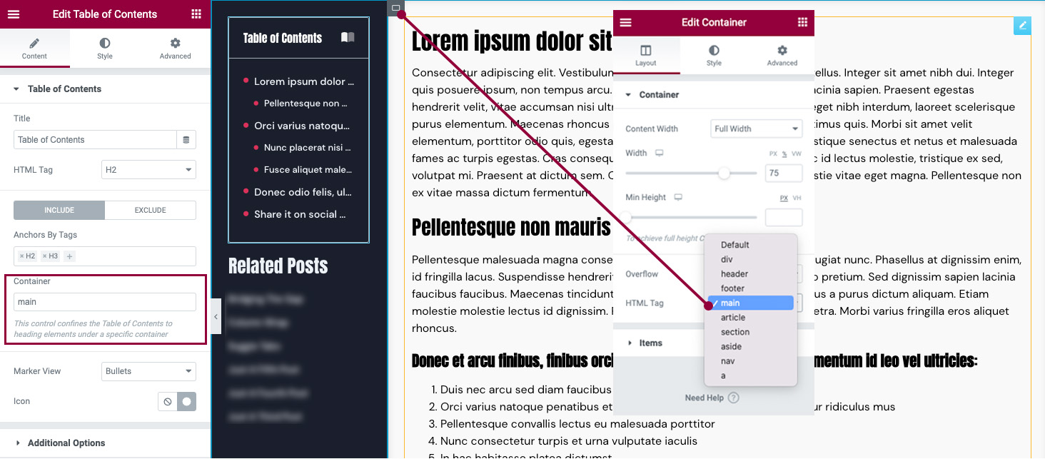 Table Of Contents Widget » Elementor