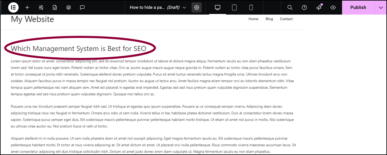 Hide Page Titles » Elementor