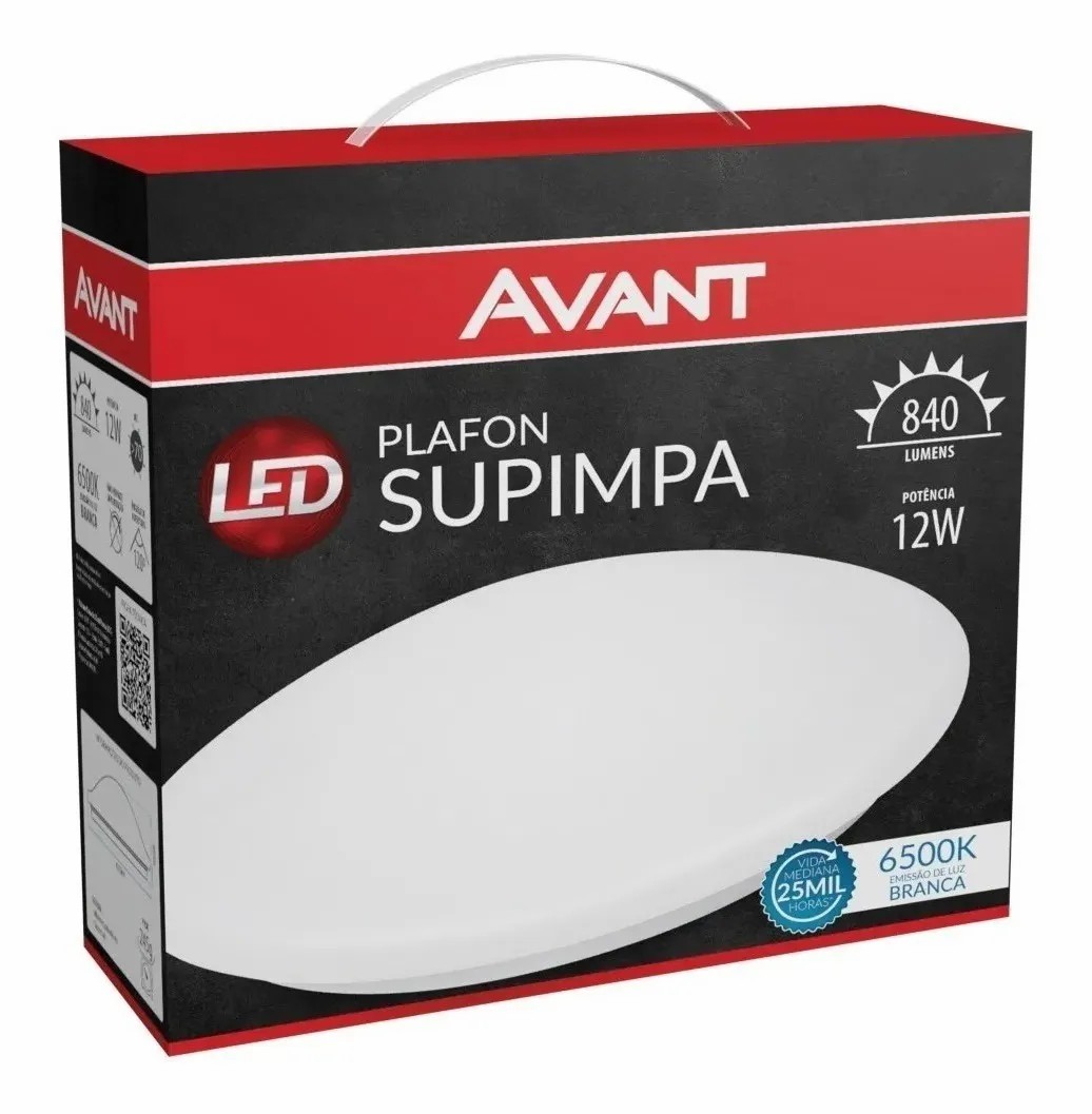 Luminária Plafon Supimpa Led Bivolt Luz Branca 12w 6500k 840lm Avant