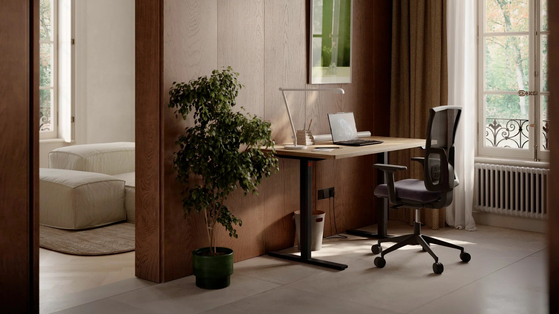 Escritorio elevable Eleva Pro + Silla Flow