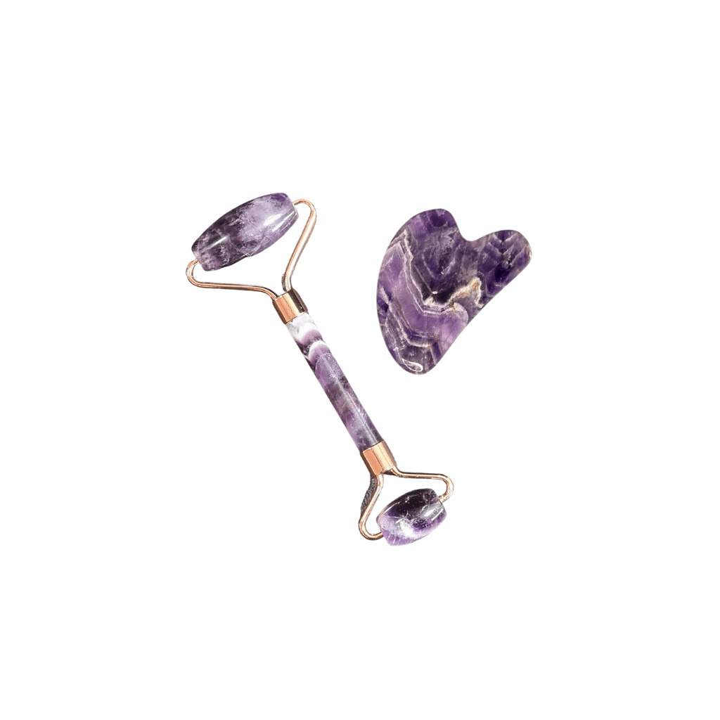 Face & Eye Roller + Gua Sha Set (Amethyst) Elevata QLD