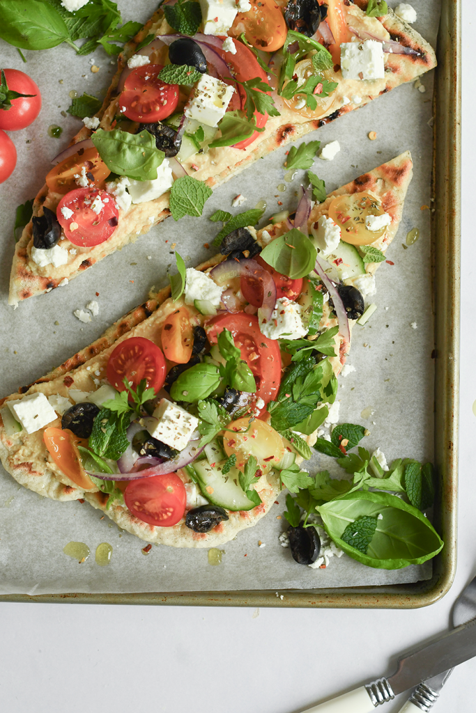 Simple greek salad flatbreads Emma Bakes Elevate This