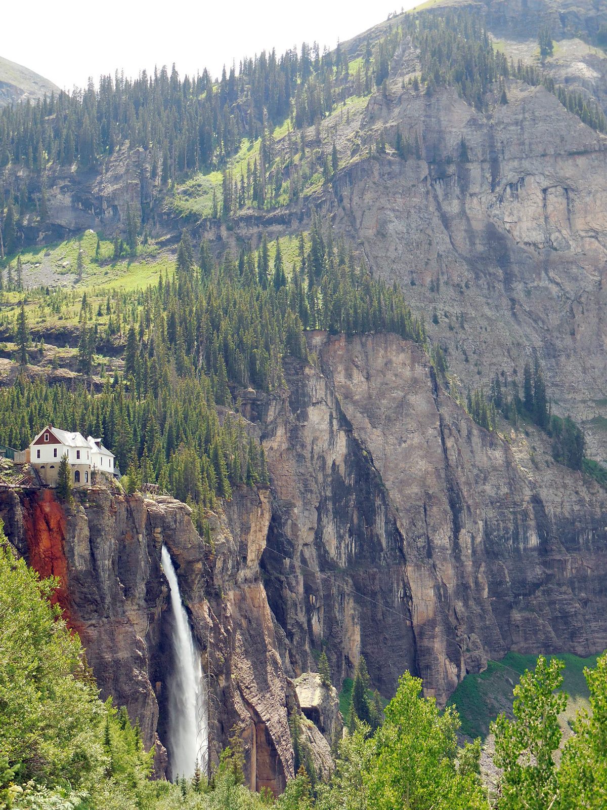 Elevation bridal veil falls telluride, halter neck ball gown wedding
