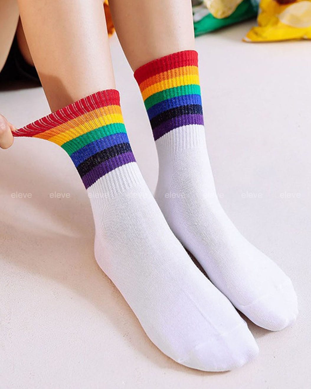 Rainbow Striped Cotton Socks