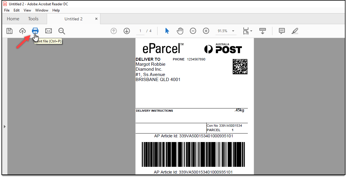 How to print multiple Australia Post labels on a Sticker Sheet using