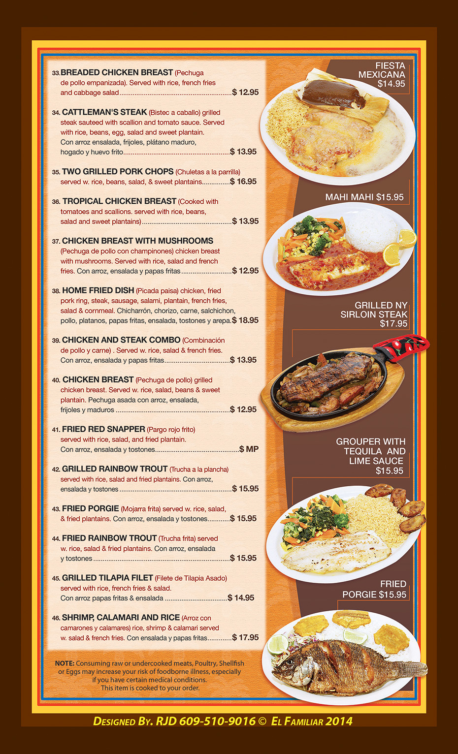 El Familiar Menu Spanish Restaurant Toms River NJ El Familiar