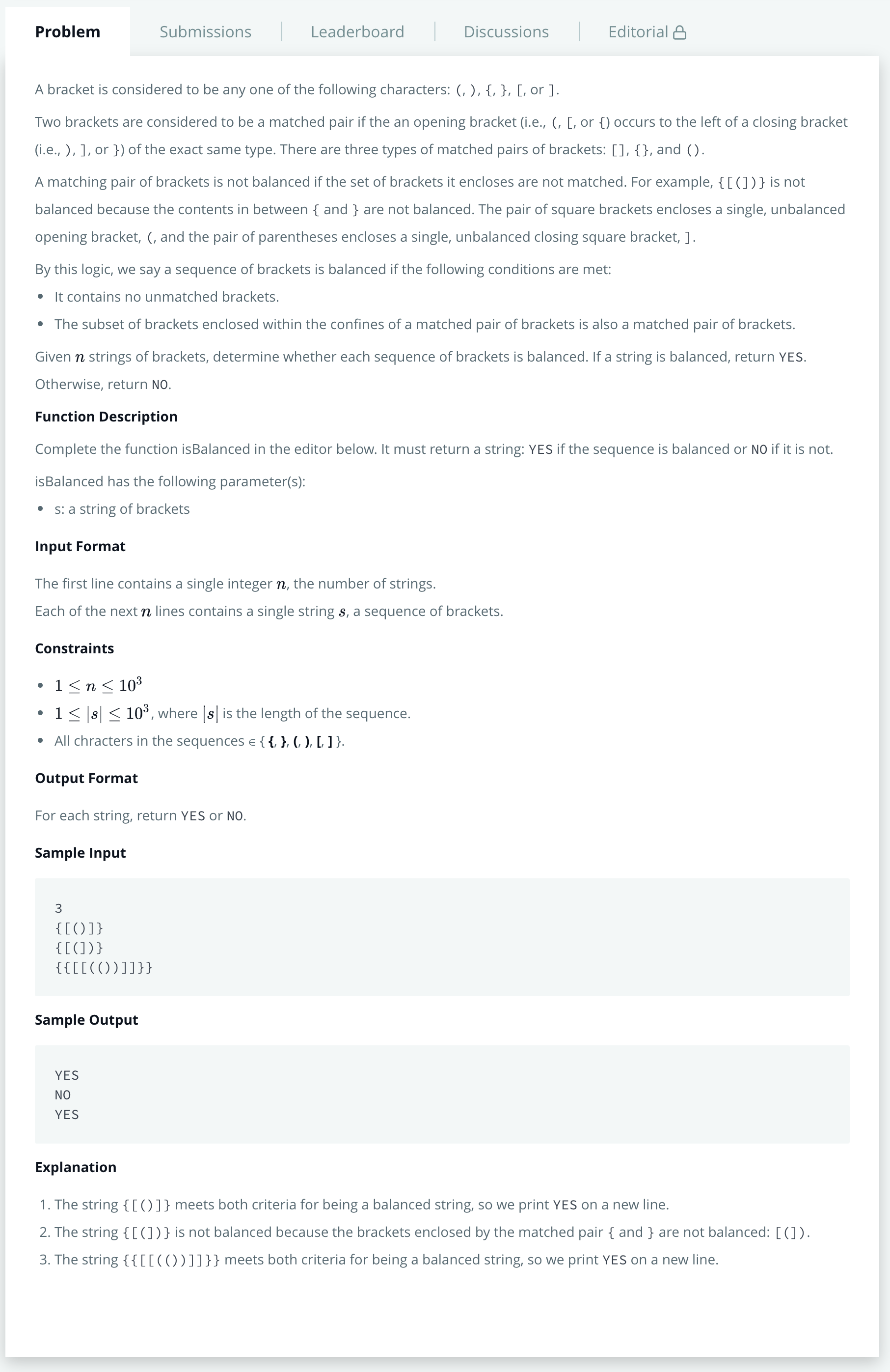 [Stack] Balanced Brackets, HackerRank 삶의 여유