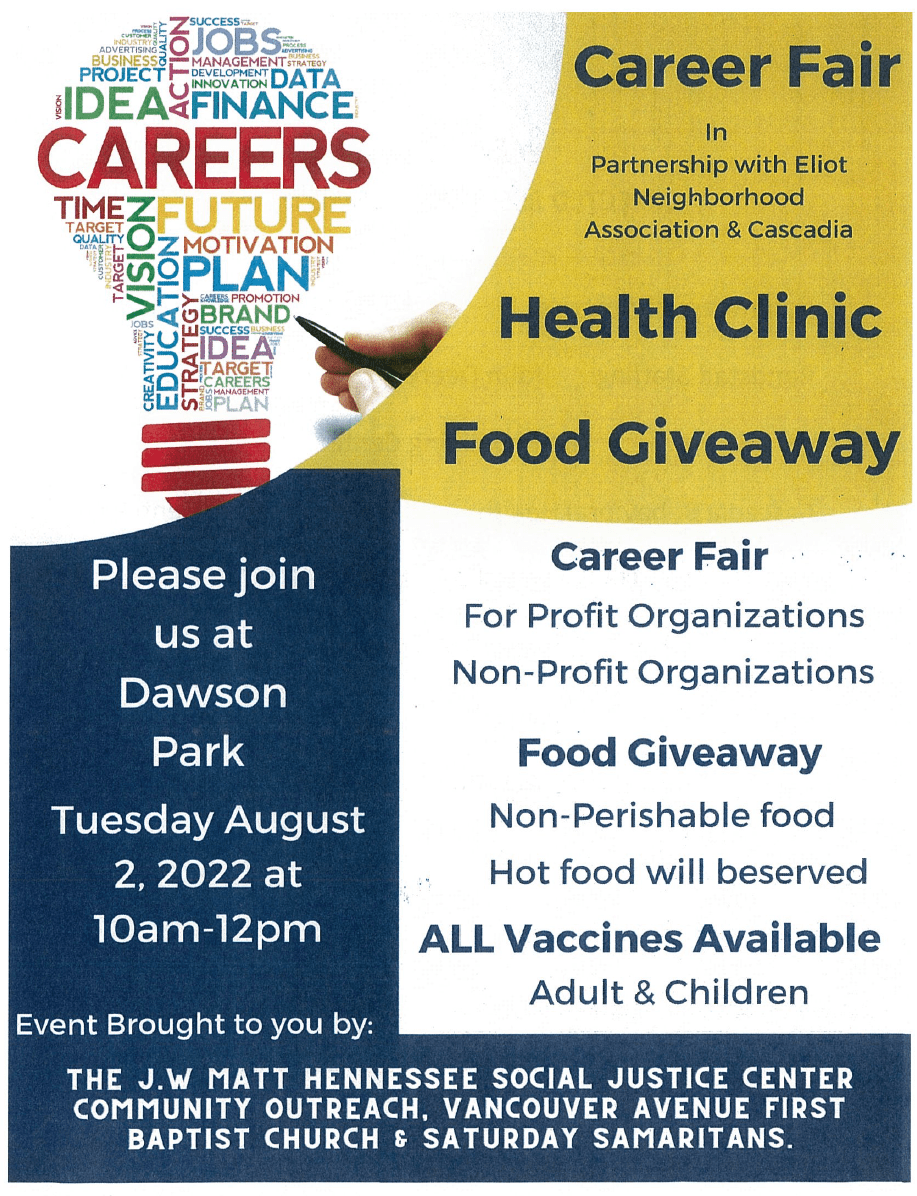Career Fair being hosted at Dawson Park Aug 2 10am12pm Eliot