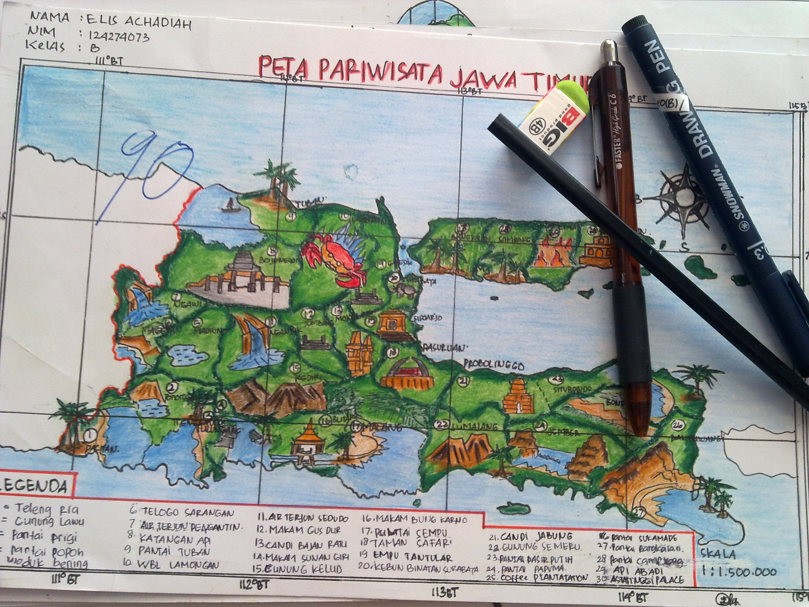Kartografi Tematik Peta Pariwisata Jawa Timur | Elisachadiah