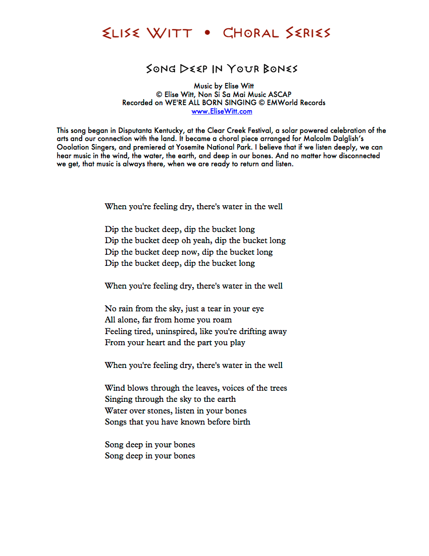 Song Deep in Your Bones Elise Witt