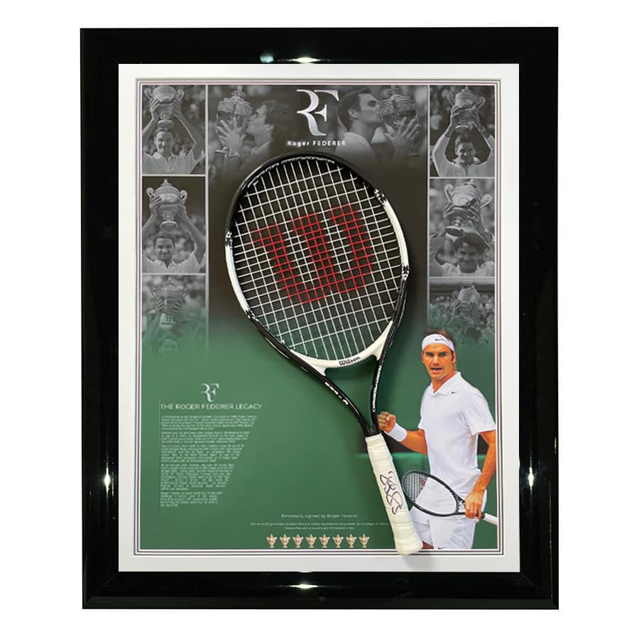 Roger Federer Signed Racket Display Wimbledon Legacy Display Elite