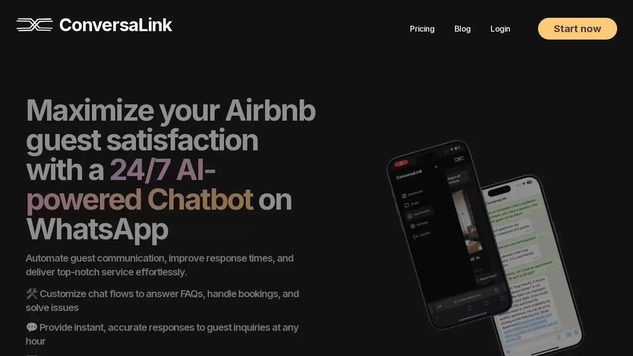 ConversaLink Maximize your Airbnb guest satisfaction with a 24/7 AI