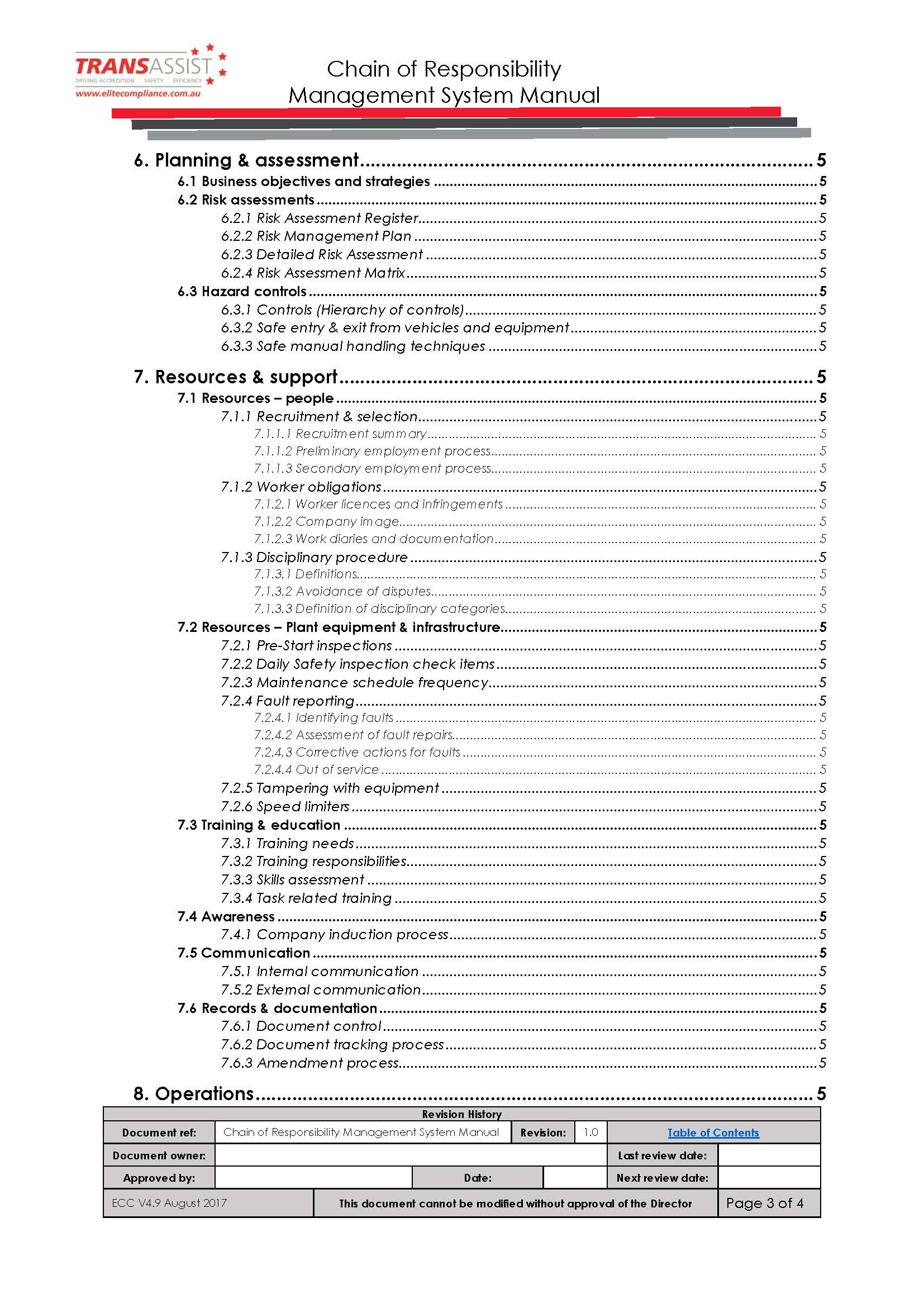 Chain of Responsibility Management System Manual Elite Compliance