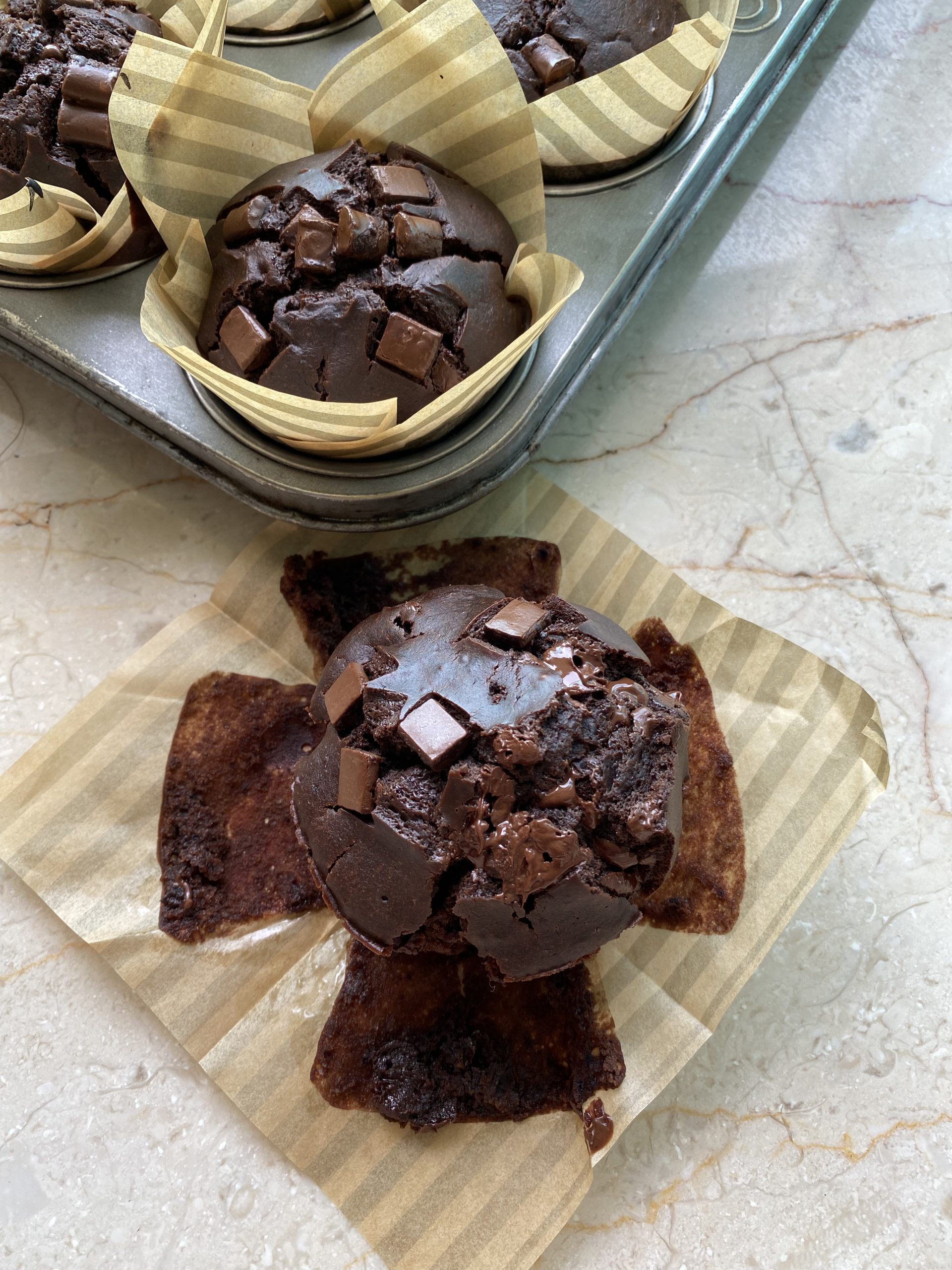 Double Chocolate Chunk Muffins Elithebaker