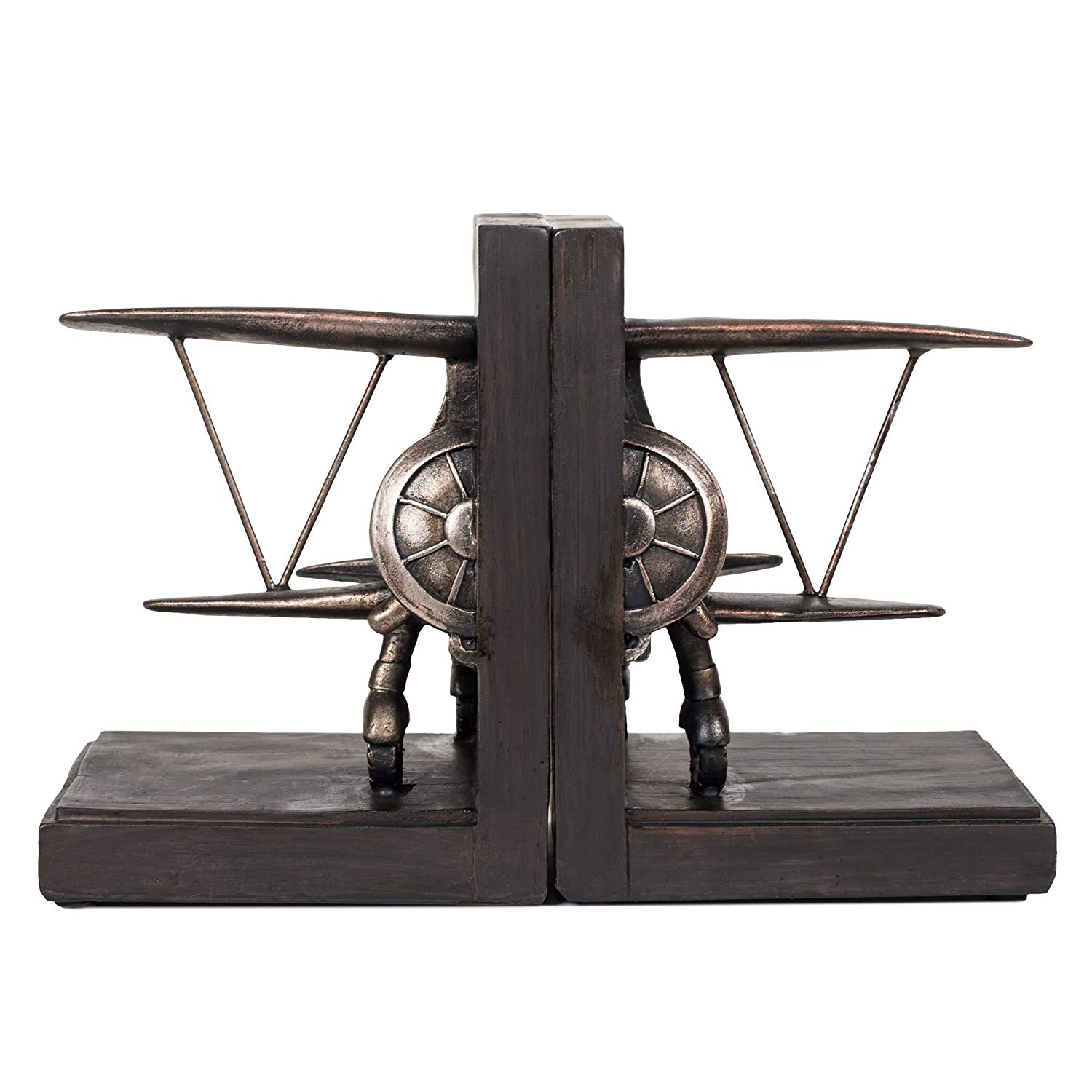Airplane Bookends Set, Pewter Finish, 8″ eLiving Essentials Quality