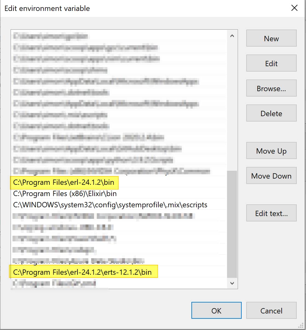 "erl.exe"' is not recognized as an internal or external command