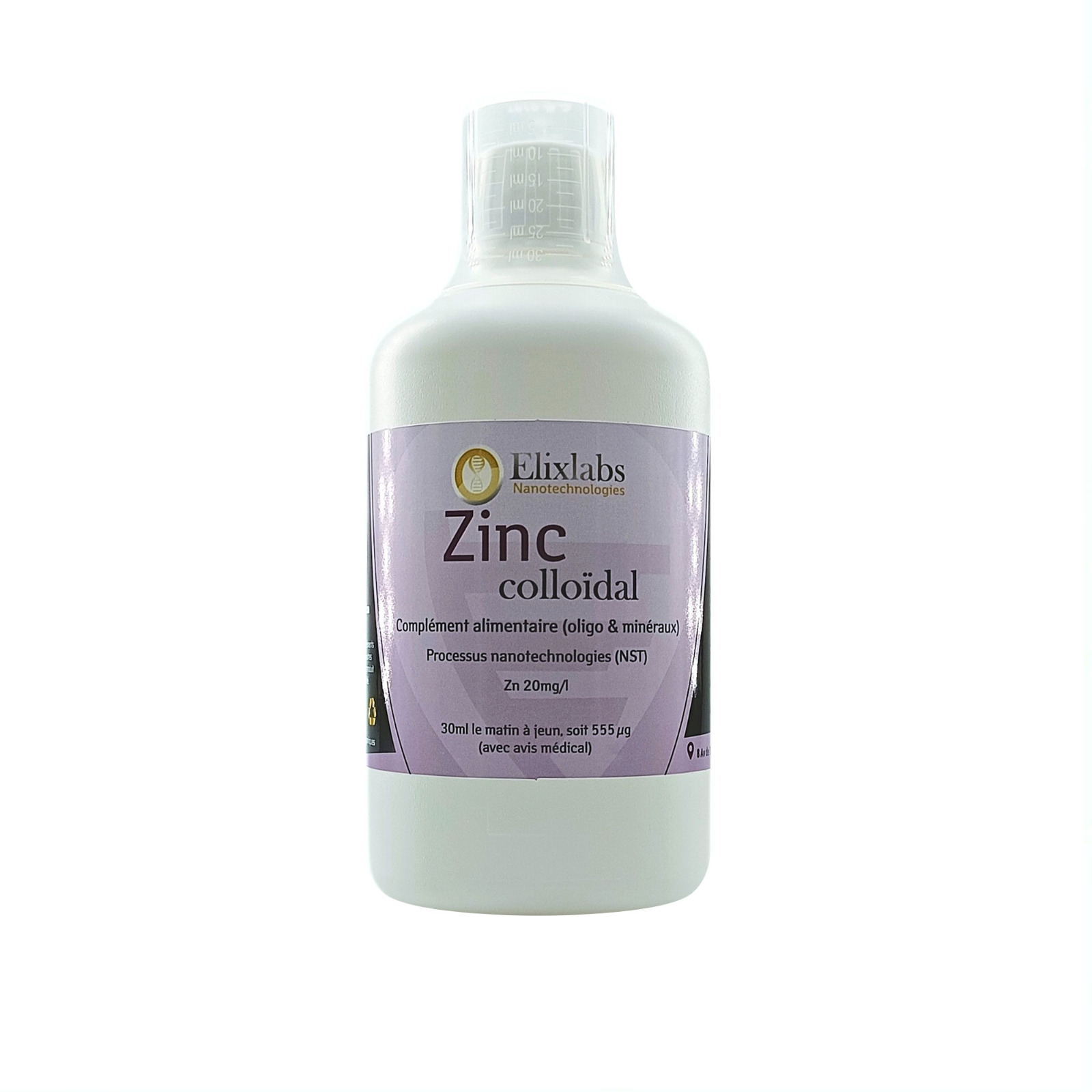 Zinc colloïdal 20 ppm Elixlabs