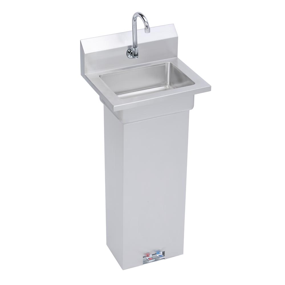 Elkay Hand Sink, 18X15 OA, 14X10X5 Bowl, Pedestal Base & Foot Valve, 18