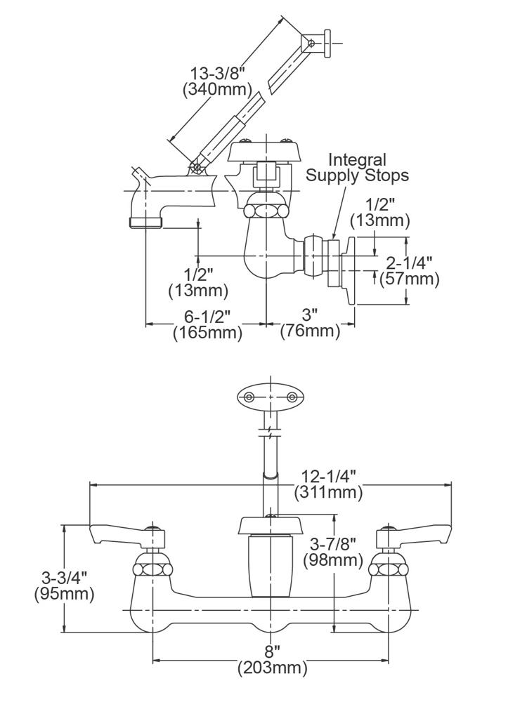 Elkay Commercial Service/Utility Wall Mount Faucet with Bucket Hook
