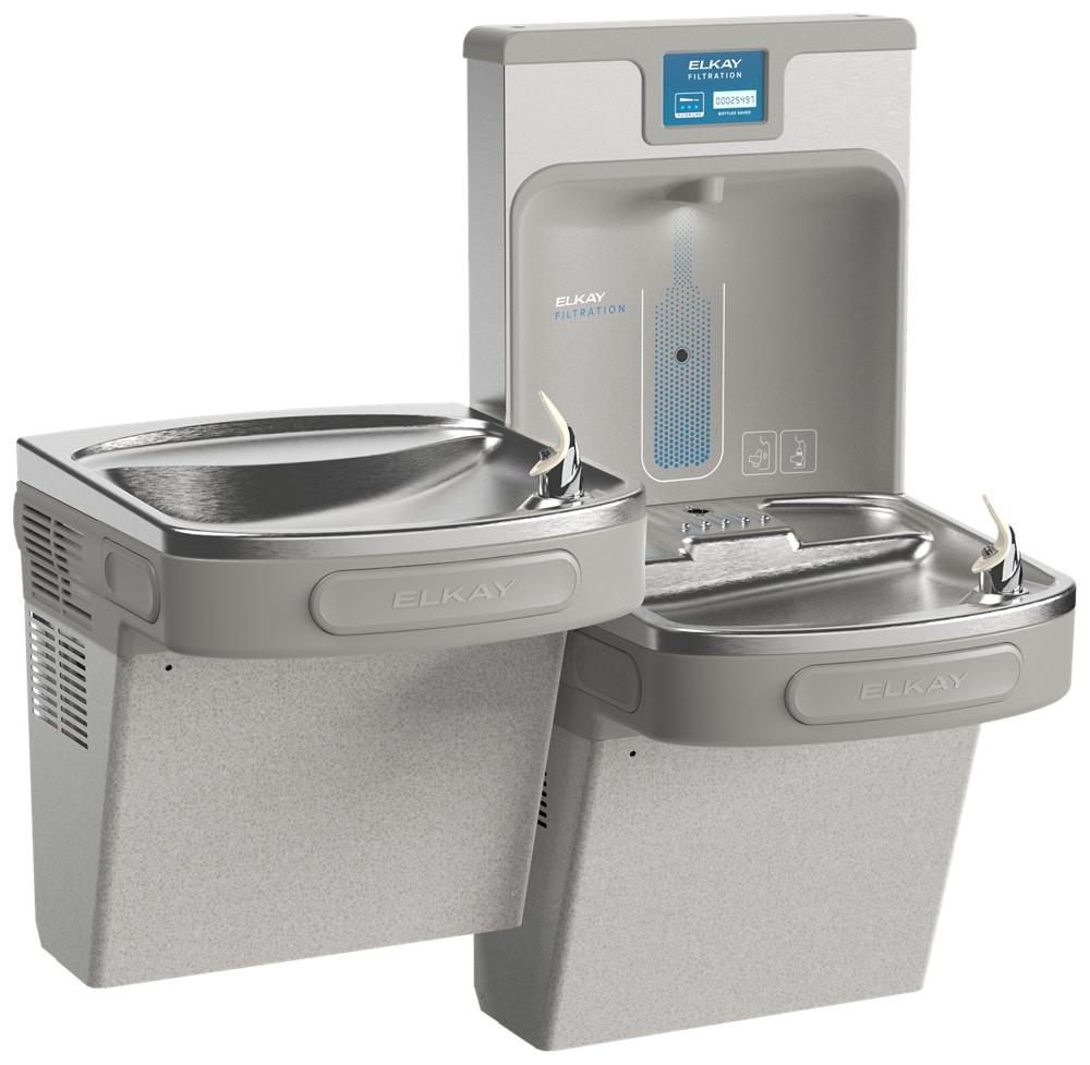 LZSTL8WSLP Bottle Filling Station Bi-Level Cooler Filter Reset Gray | Elkay