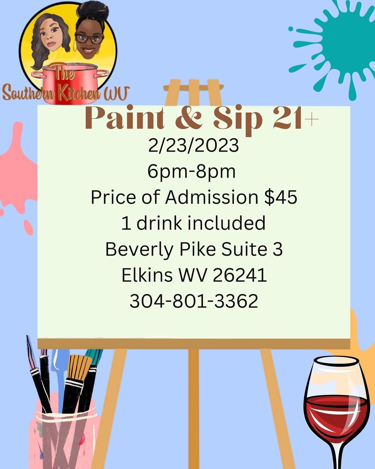 Paint and Sip 21+ at The Southern Kitchen ElkinsRandolph County Tourism