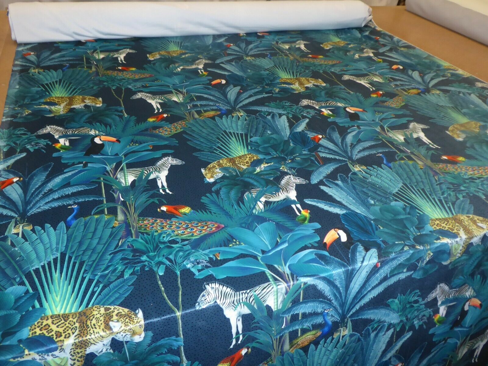 Tropical Jungle Design Printed Velvet Curtains Cushions Furnishings