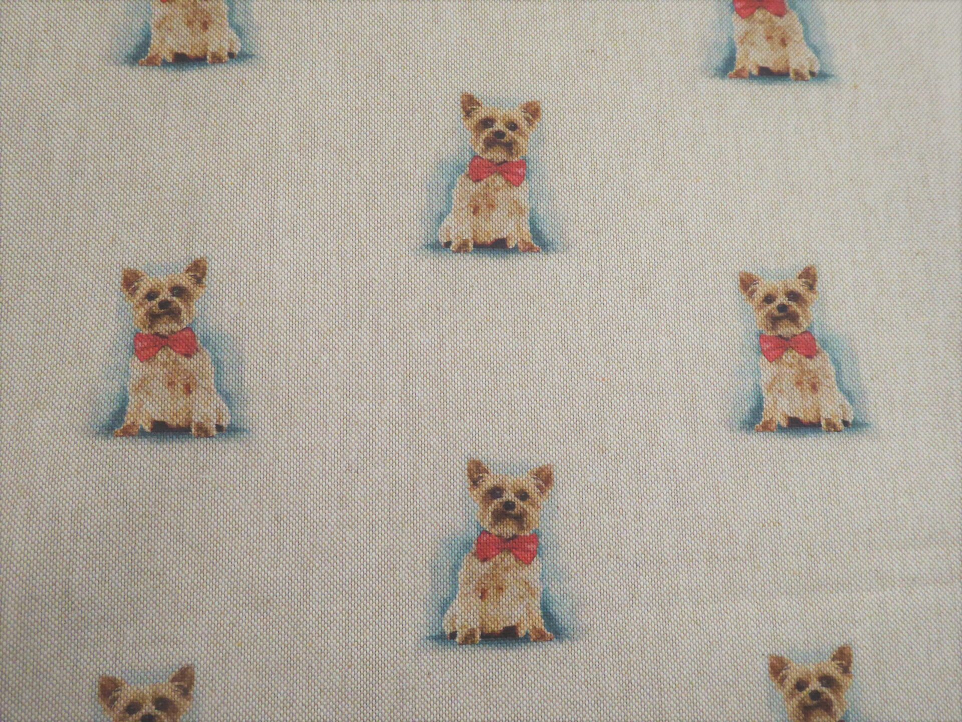 YORKSHIRE TERRIER design Linen Look Cotton Fabric Ellbee Fabrics