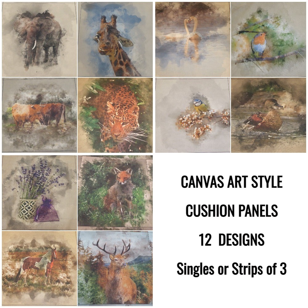 CUSHION PANELS ANIMAL & BIRD DESIGN CANVAS ARTWORK STYLE 100 Cotton