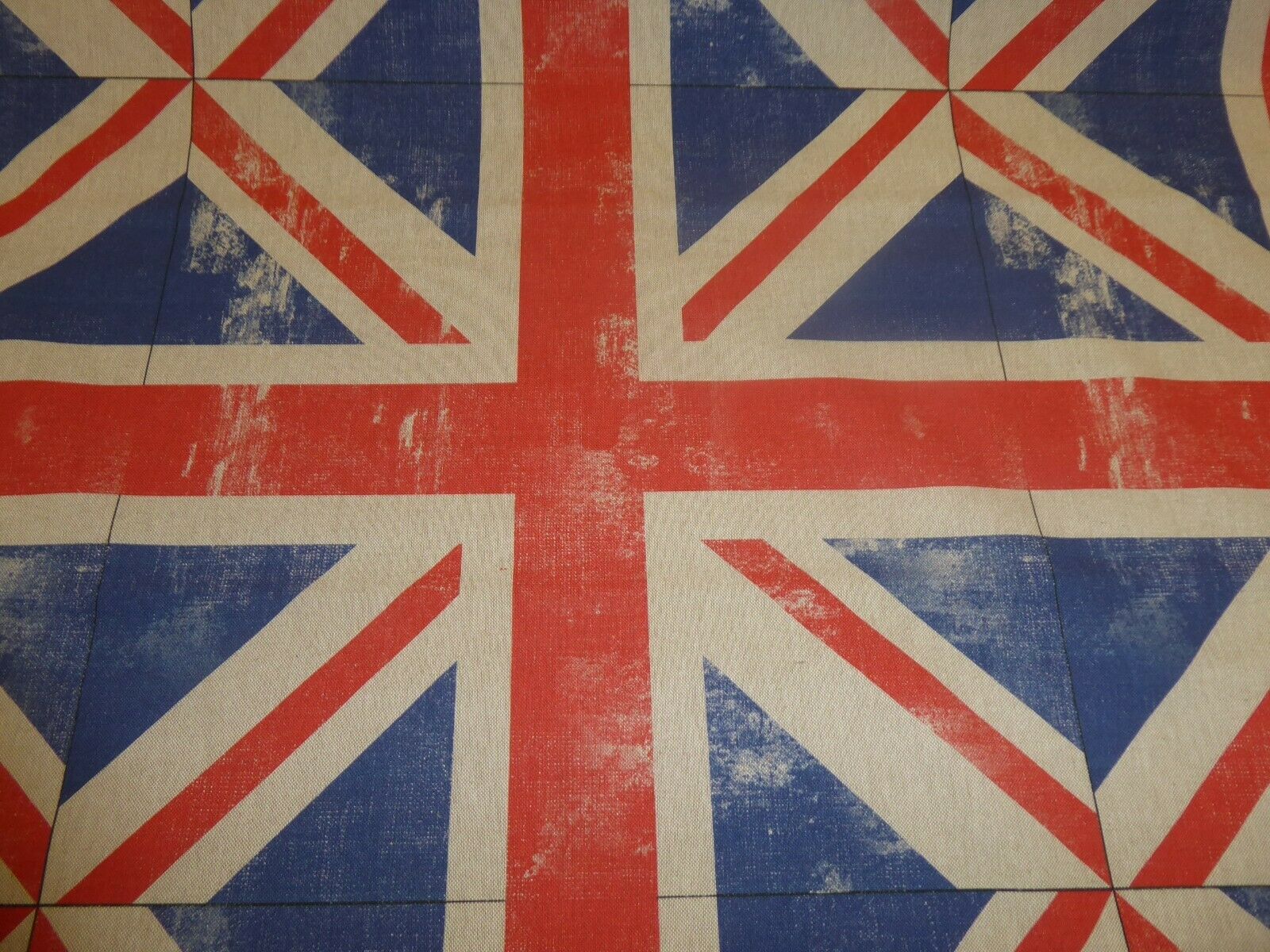 UNION JACK Linen Look Cotton Fabric CUSHION PANELS, by the Metre or Bunting Ellbee Fabrics
