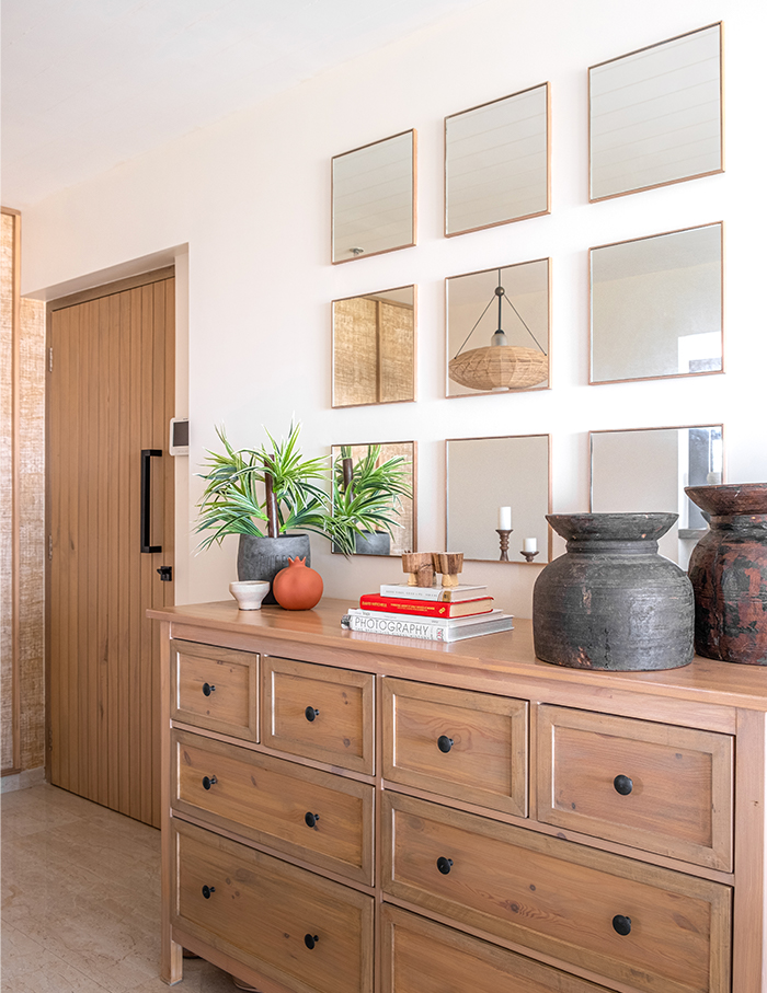 Natural materials such as cane and wood furniture impart a timeless