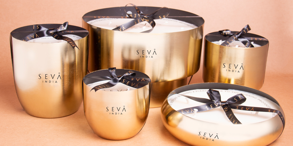 Seva crafts handpoured soy wax candles with love, light and divine scents