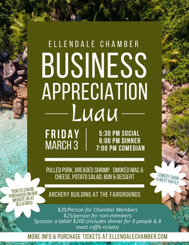 Business Appreciation Luau March 3 Ellendale, ND