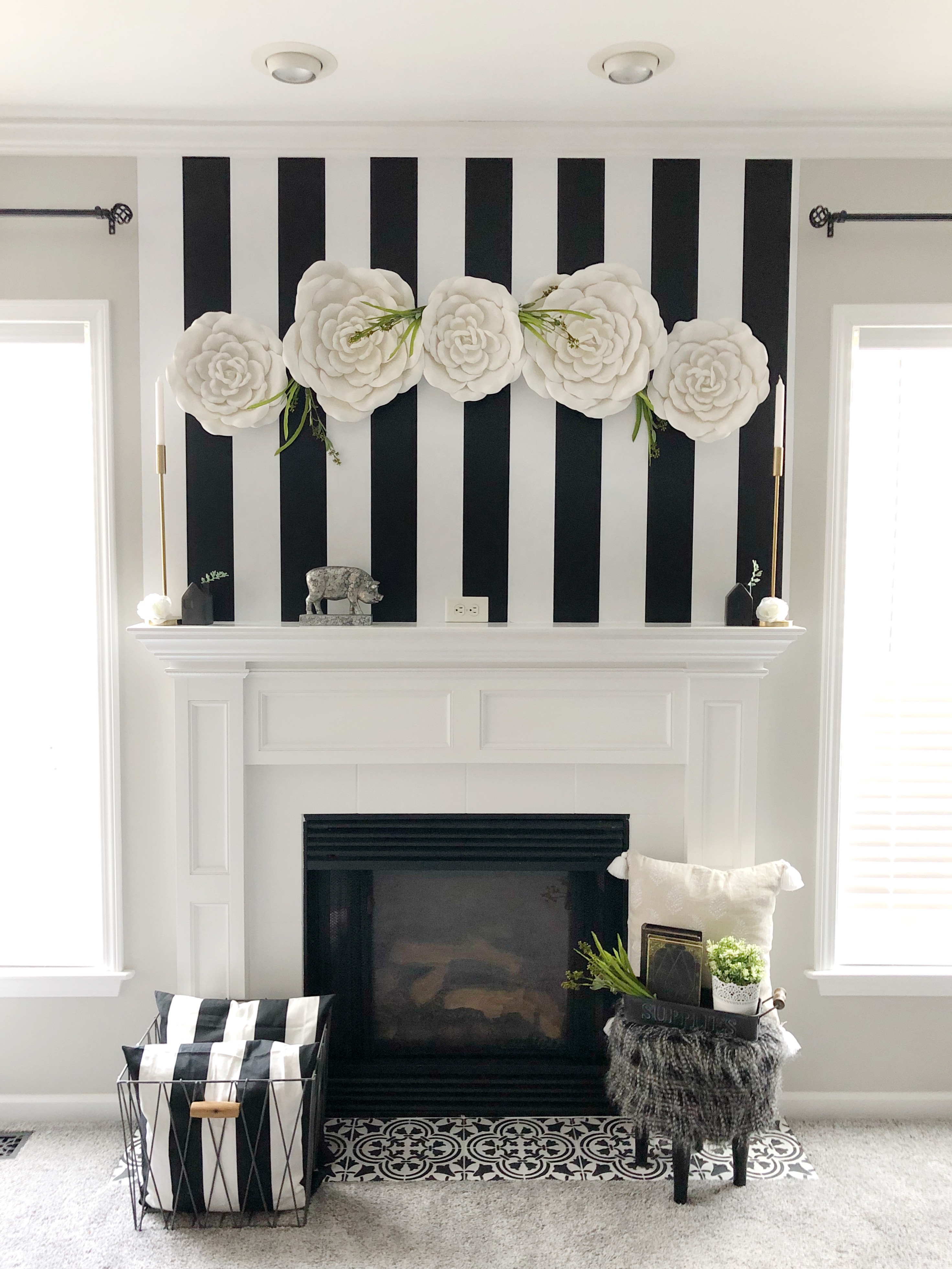 Modern Mantel Makeover with Wallpaper by Ellery Designs