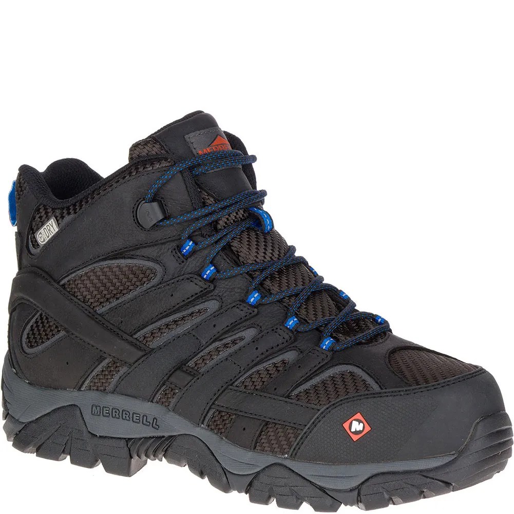 Merrell Men's Moab 2 Vent Mid WP Safety Boots Black elliottsboots