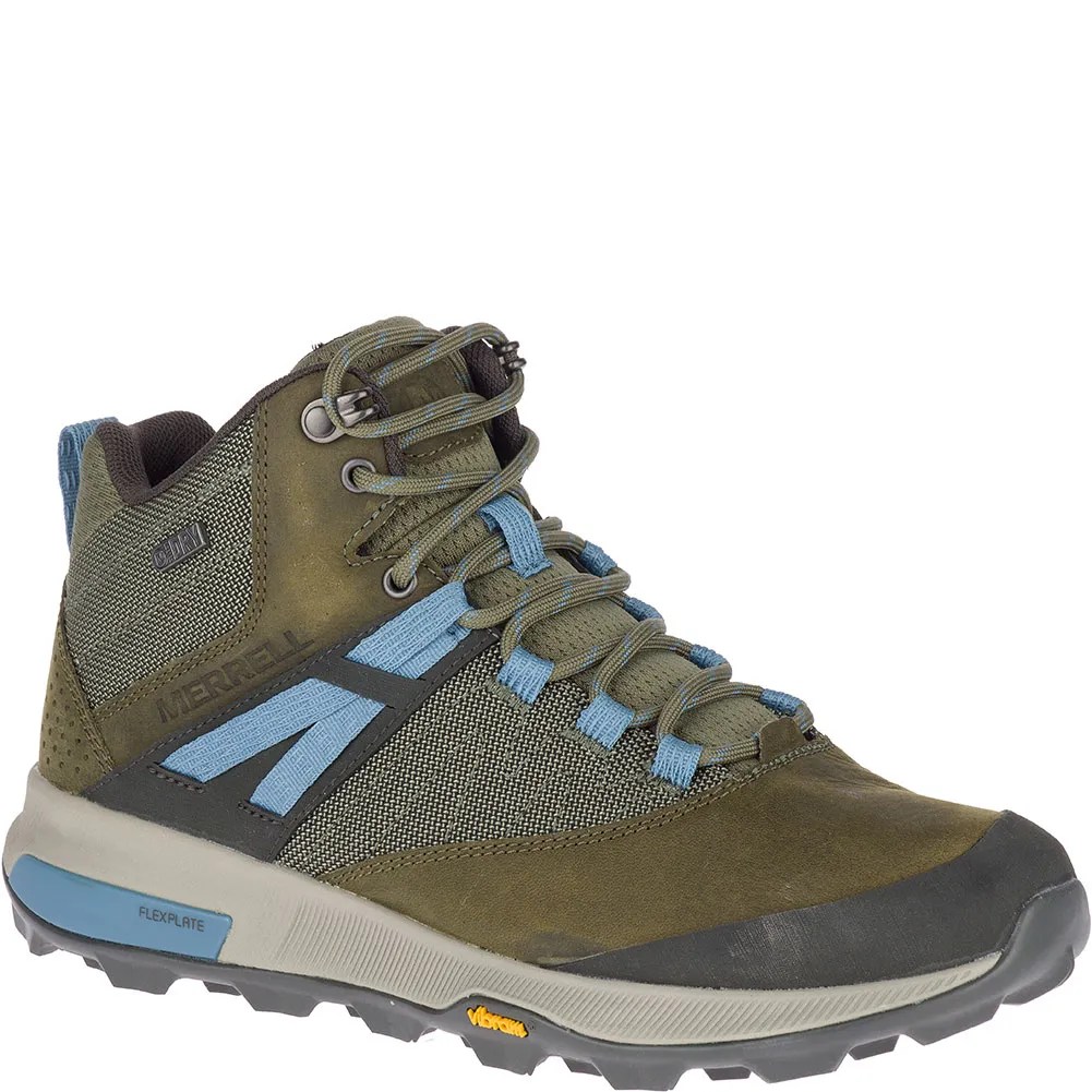 Merrell Women's Zion Mid WP Hiking Boots Dark Olive elliottsboots