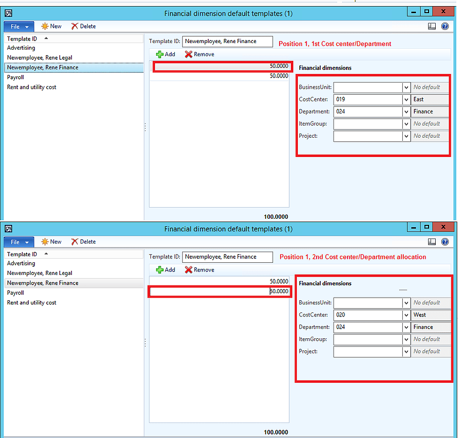 Microsoft Dynamics AX Position Distribution Templates Ellipse Solutions