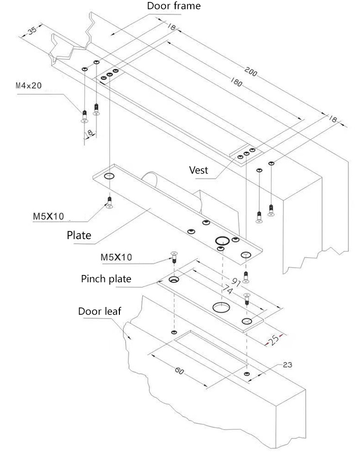 Electric drop bolt lock for fully frameless glass door ES1096AW1