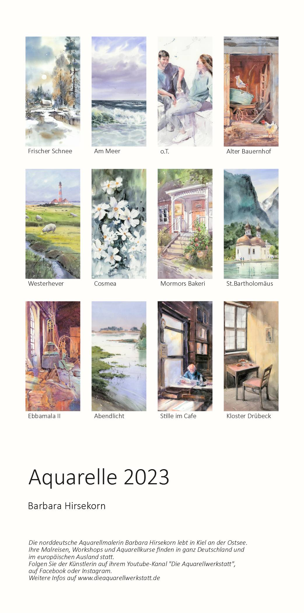 Aquarell Kalender 2023 DieAquarellwerkstatt elopage